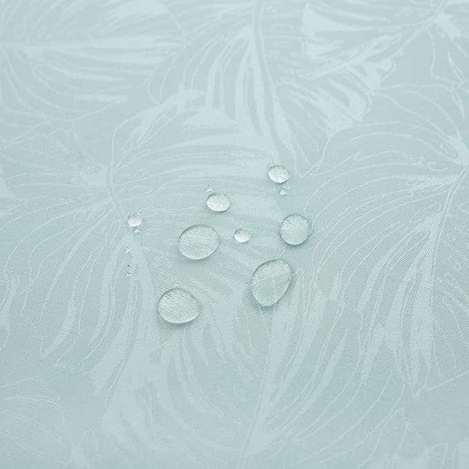 Oval Tablecloth 60x84 Inch Table Cloth Leaves Pattern Scalloped Edge Silky Soft Fabric Waterproof Wrinkle Free Washable Table Cover for Kitchen Dinning Party Decoration (Aqua)