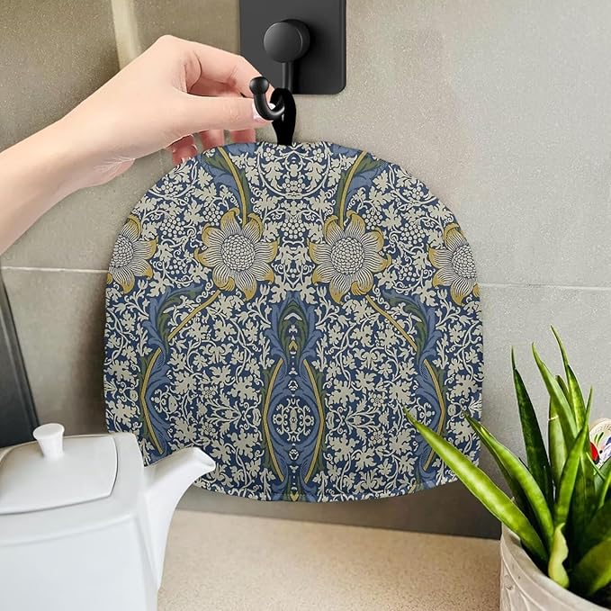 Tea Cozy for Teapots with Handle - William Morris Pattern Kennet Dust Insulated Cover, Hanging Fold-Up Design, Suitable for Kitchen and Living Room Table Decoration