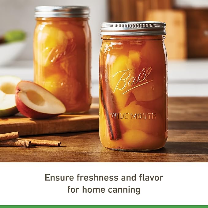 Ball Wide Mouth Glass Mason Jars with Lids and Bands, Used for Canning, Pickling, Juice, Jam, Jelly, Quart Size 32 Ounce (Pack of 8)