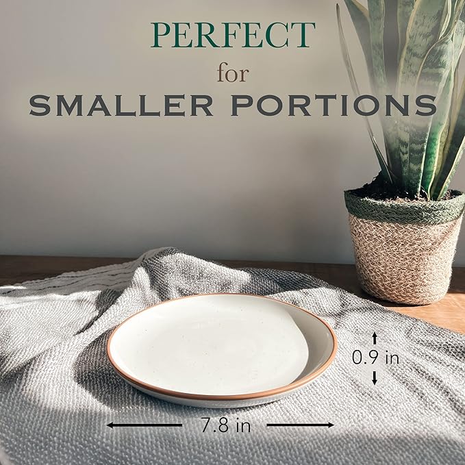 Mora Ceramic Plates Set, 7.8 in - Set of 6 - The Dessert, Salad, Appetizer, Small Dinner etc Plate. Microwave, Oven, and Dishwasher Safe, Scratch Resistant. Kitchen Porcelain Dish - Vanilla White