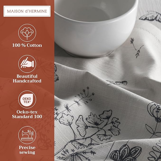 Maison d' Hermine Cloth Napkins Set of 4 100% Cotton Everyday Reusable Square Napkins Cloth Washable Dinner Party Wedding Restaurant Valentines Day Decorations Spring/Summer (Flore, 20" x 20")