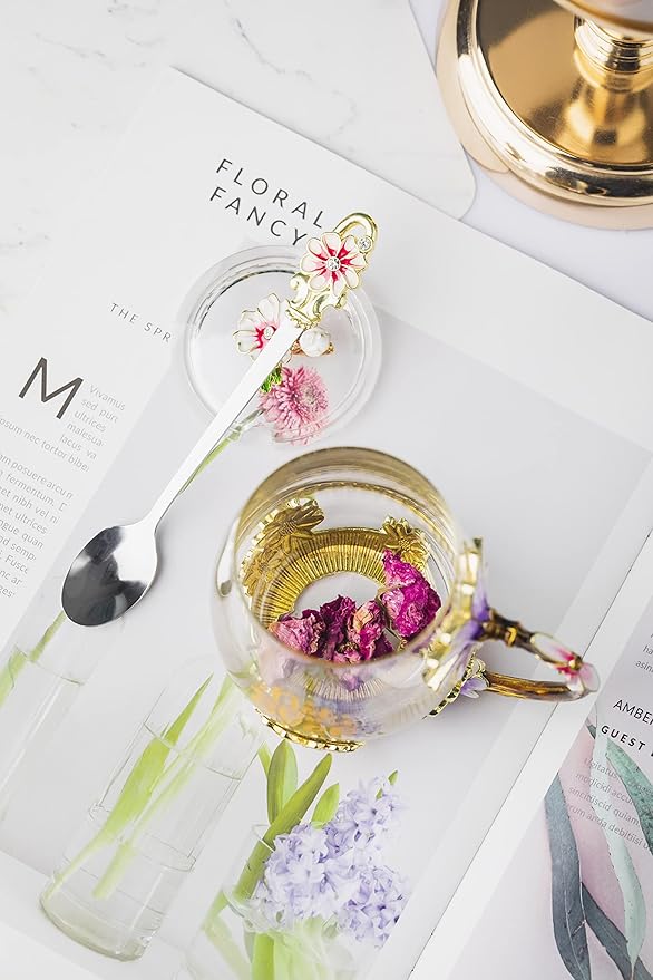 Luka Tech Mothers Day Gifts For Mom,Mom Gifts From Daughter Son,Daisy Flower Glass Tea Cups Best Mom Ever Gift, Birthday Gift For Mum Grandma