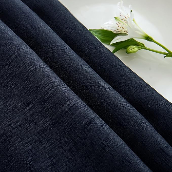 maxmill Square Tablecloth Water Resistance Antiwrinkle Spill Proof Linen Looking Texture Table Cloth, Decorative Fabric Table Cover for Banquet Parties Event Holiday Dinner, 70 x 70 Inch, Navy Blue