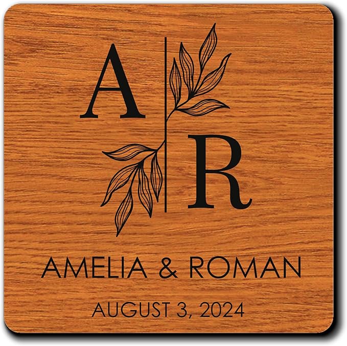 Wooden Coasters, Personalized Coasters, Custom Coaster with Logo Wedding Favors for Guests Bridal Shower Favors Monogram Wood Coaster Wedding Gift for Couple