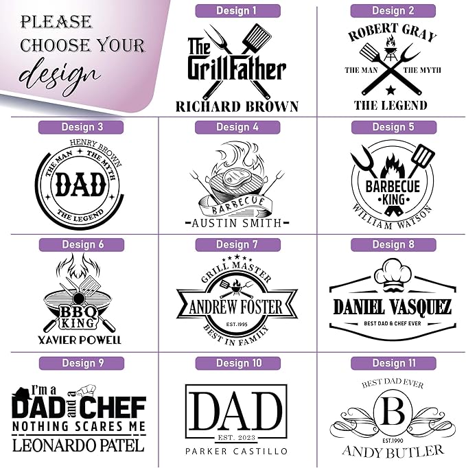 Personalized Christmas Gift for Men, Personalized Wooden Grilling Board – Custom BBQ Gift for Men: Dad, Husband, Grandpa, Father-in-Law or Him – Birthday, Anniversary, The Grillfather
