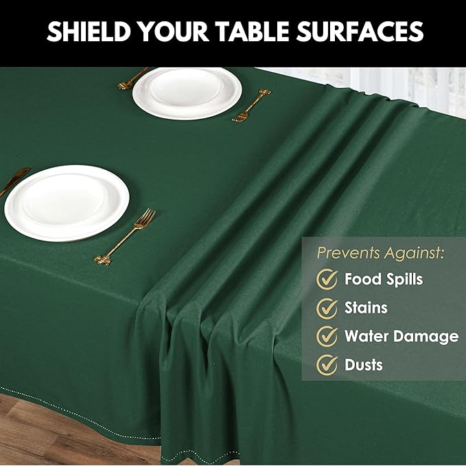 Tablecloth 100% Cotton 60"x84" Decorative Rectangle Washable Table Cloths Cover for Gifts, Home, Buffet, Wedding, Restaurant, Party - Olive Green