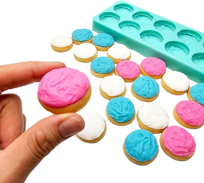 10 Cavities Mini Frosted Cookies Candle Silicone Mold | Soap mold | Mold for Wax | Mold for Resin Wax melts mold Waxmelts NC102