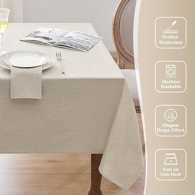 Softalker Large Tablecloths Rectangular 120 x 60 inch Linen Textured Table Cloth Outdoor Waterproof, Stain and Wrinkle Resistant,Sage Green Table Cloths for 6/8 Foot Rectangle Tables Decor for Spring