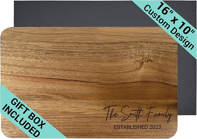 Personalized Cutting Board, Large 16”x10"x1” Hardwood Engraved Cutting Board with Gift Box, Gift for Wedding, Anniversary, Housewarming