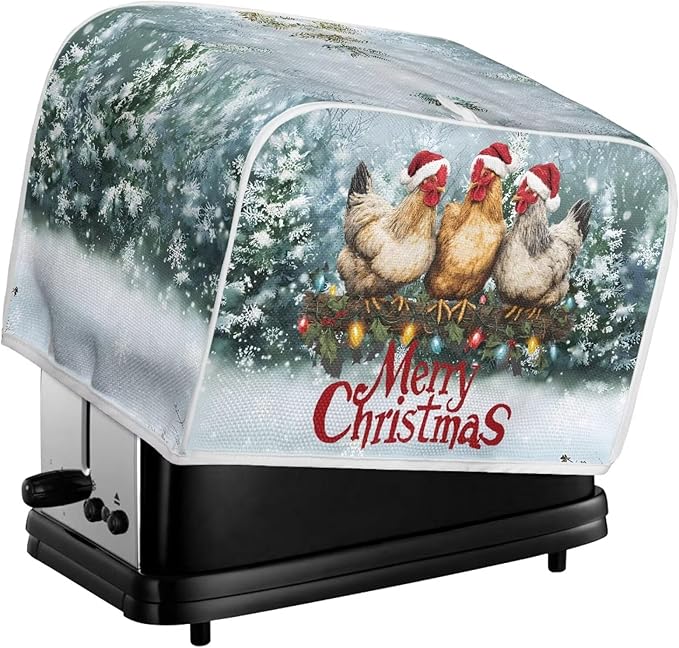 Doojoayie Merry Christmas Toaster Cover 2 Slice Dust Resistant Cover for Kitchen Small Appliance Bread Machine Protector Decorative Accessories for Xmas Home Kitchen Decor