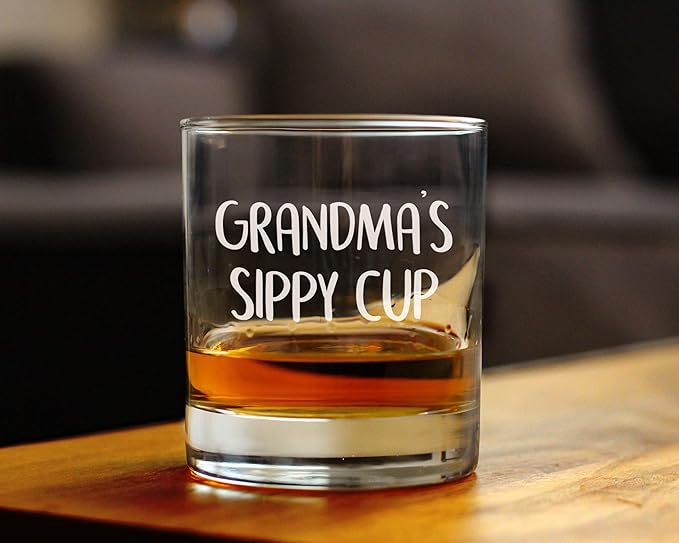 Grandma's Sippy Cup - Unique Whiskey Rocks Glass for Grandmothers - Fun Grandparents Themed Gifts - 10.25 Oz