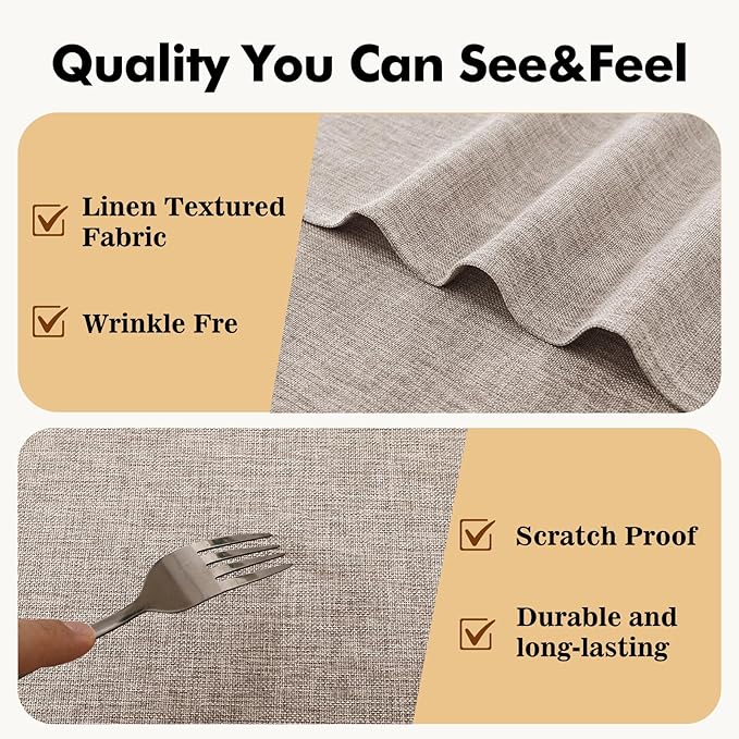 JIUZHEN Faux Linen Round Tablecloths 84 inch, Decorative Wrinkle Free Texture Rustic Circle Table Cloth Cover for Kitchen, Dining, Party, Wedding, Outdoor Use (84 Inch Round,Stone)