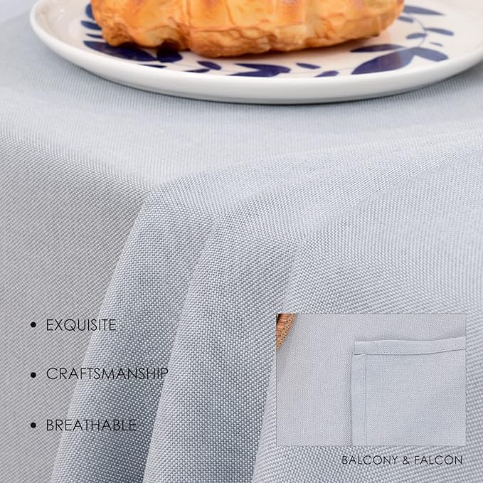 BALCONY & FALCON Rectangle Table Cloth – Waterproof, Wrinkle-Resistant & Dust-Proof Farmhouse Tablecloth for Dining, Kitchen, Party Decorations, Outdoor Patio, Baby Shower (Silver, 55" x 71")