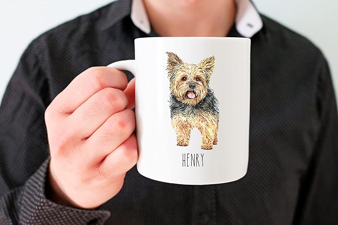 Yorkshire Terrier Custom Coffee Mugs with Name for Dog Mom Dad - Personalized Yorkie Gifts for Best Friends - Grandma Grandpa Present (Yorkshire Terrier)