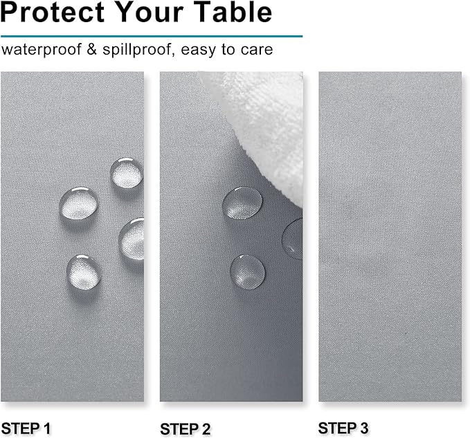 Hiasan Silver Grey Rectangle Tablecloth - Waterproof and Spillproof Washable Fabric Table Cloth for Dining Room Kitchen Party and Outdoor, 90 x 132 Inch