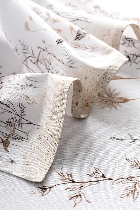 Maison d' Hermine Cloth Napkins Set of 4 100% Cotton Everyday Reusable Square Napkins Cloth Washable Dinner Wedding Valentines Day Decorations Spring/Summer (Meadow Florals - Brown, 20" x 20")