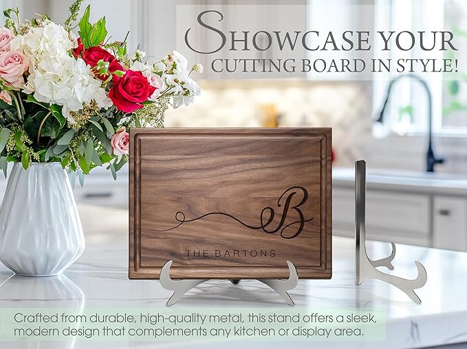 Personalized Cutting Board with Monogram - Custom Initial Engraved Charcuterie for Wedding Gifts 2026, Newlywed Housewarming, Anniversary, Engagement Wood Gift Family Name block (Monogram Initial 055)