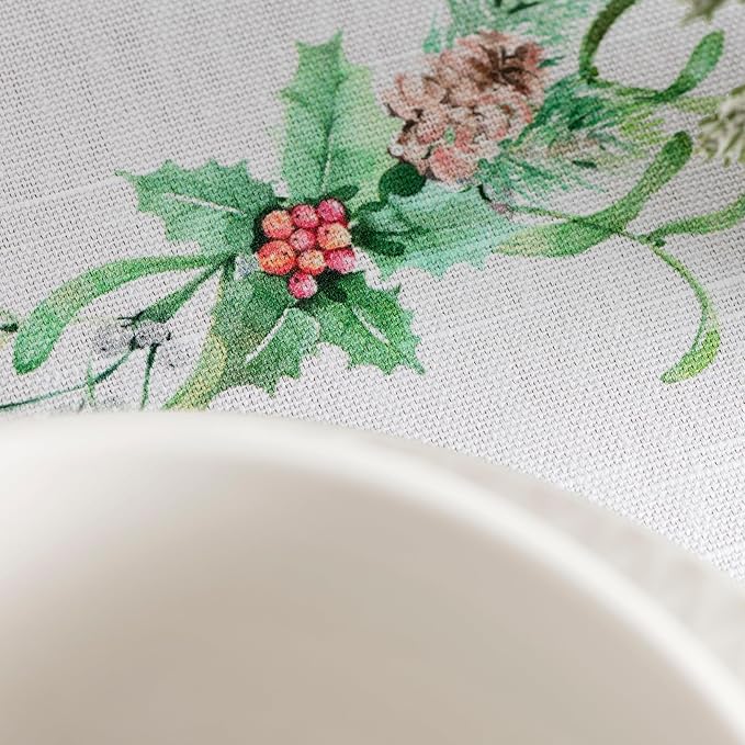 Maison d' Hermine Table Cloth Rectangle Table 100% Cotton 70 x 120 Inches Fall Tablecloth Reusable Everyday Use for Thanksgiving Christmas Decorations Dining Farmhouse Party (Christmas Tradition)