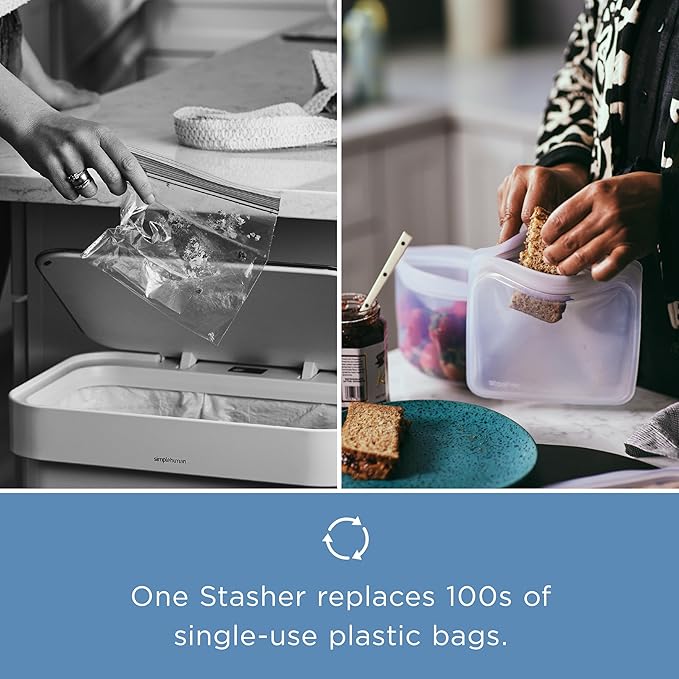 Stasher Silicone Reusable Storage Bag, 6-Cup Bowl, Reusable Freezer Bag, Microwave, Dishwasher, Oven Safe, Sous Vide, Premium Lunch Container, Eco Friendly, Food Storage Bag, Snack Bag, 48 oz, Clear