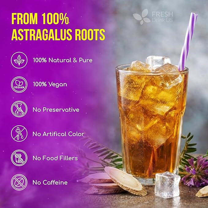 FreshDrinkUS, Premium 16oz Dried Astragalus Root Slices – 100% Natural Astragalus Root for Herbal Tea & Traditional Beverages – Natural, Clean Cut, No Additives. No Preservatives. Vegan
