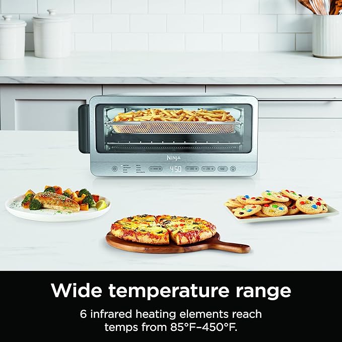 Ninja Toaster Oven & Air Fryer, 8-in-1 Functionality, Large Capacity, Air Fry Basket, Sheet Pan, Wire Rack & Removable Crumb Tray, Stainless,1800 watts, SP151