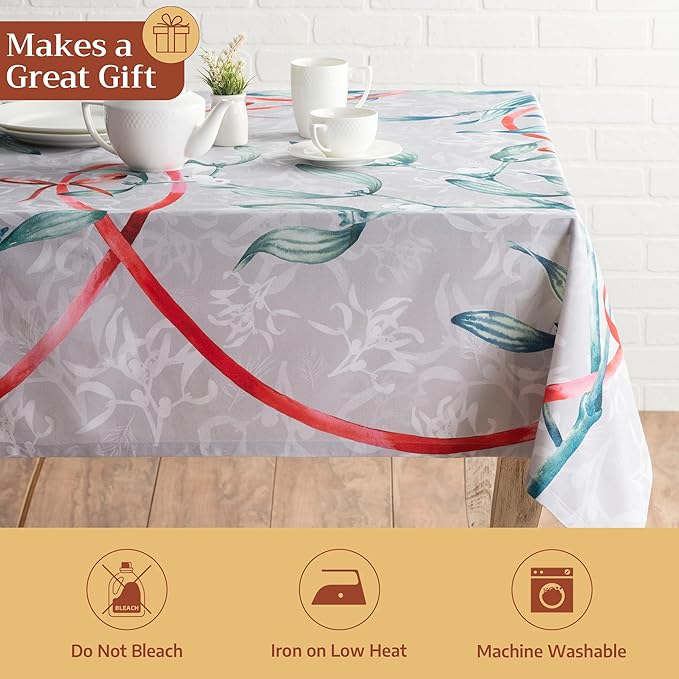 Maison d' Hermine Table Cloth Rectangle Table 100% Cotton 60 x 90 Inches Fall Tablecloth Reusable Everyday Use for Thanksgiving Christmas Decorations Dining Farmhouse Party (Enora)