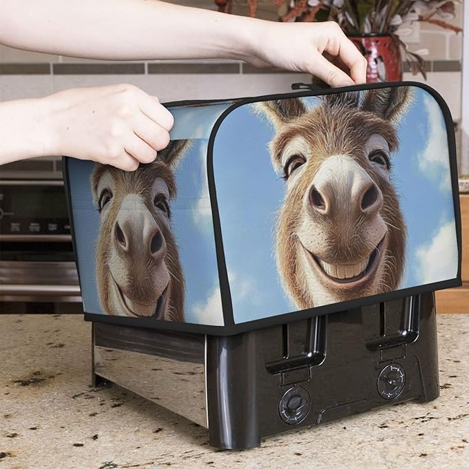 Happy Donkey Toaster Cover Bread Machine Cover Fits For 4 Slice Toasters Anti-Sputtering Bread Cover Washable Bread Maker Cover Dust Cover