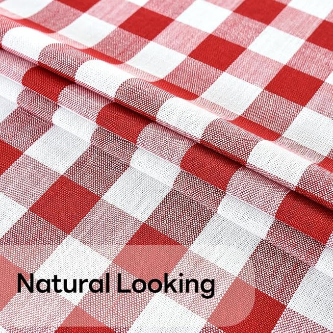 Gingham Table Cloth for Rectangle Tables red Checkered Plaid Tablecloth Heavy Duty Cotton Blend Washable & Wrinkle Table Cover for Outdoor Kitchen Dining Picnic Camping (60x84 Inch)