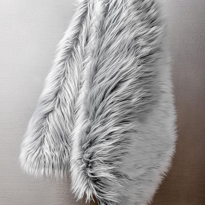 Ashler Faux Fur Rug, Fluffy Shaggy Area Rug Ultra Soft 3 x 3 Feet Round Fur Rug, Frosted Bottom Gray Fuzzy Rug Machine Washable Shag Rug, Nursery Decor Throw Rugs for Bedroom, Kids Room, Living Room