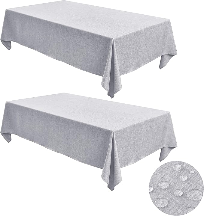 Fitable Square Table Cloth Linen Textured: Water & Stain Resistant Farmhouse Tablecloth, Washable Burlap Table Covers for Kitchen Dining Party(2 Pack, 54x54 Inch, Light Grey)
