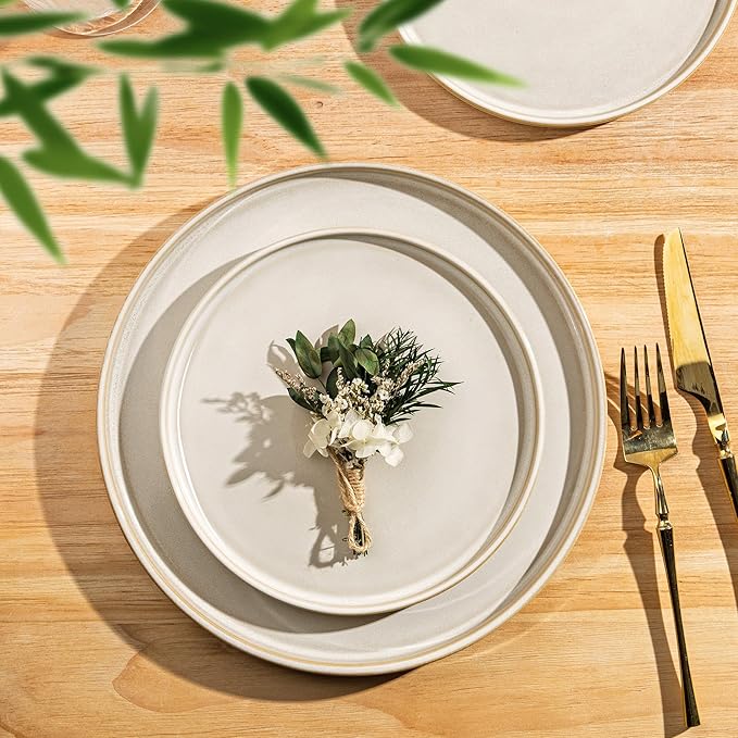 AmorArc Ceramic Dinnerware Sets, Handmade Reactive Glaze Stoneware Plates and Bowls Sets,Highly Chip and Crack Resistant | Dishwasher & Microwave Safe Dishes Set, Service for 8 (24pc)