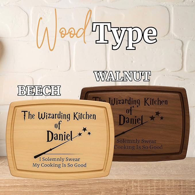 Personalized Wizard Kitchen Cutting Board Custom Engraved Wooden Charcuterie Board Funny Gift For Couples Handmade Charcuterie Tray Christmas Gift For Family Kitchen Decor Ideal For Holidays
