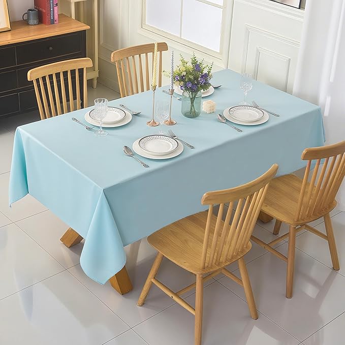 6-Pack 60x102 inch Dusty Blue Table Cloths, Solid Stain and Wrinkle Resistant Oblong Tablecloth, Premium Plain Weave Polyester Fabric Rectangle Table Linen Covers for Hotel, Wedding