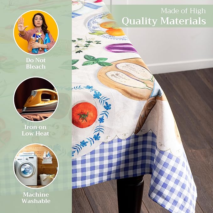 Maison d' Hermine Table Cloth Rectangle Table 100% Cotton 70 x 108 Inches Tablecloth Reusable Decorative for Dining Room Farmhouse Home Valentines Day Decorations Spring Summer - Gourmand