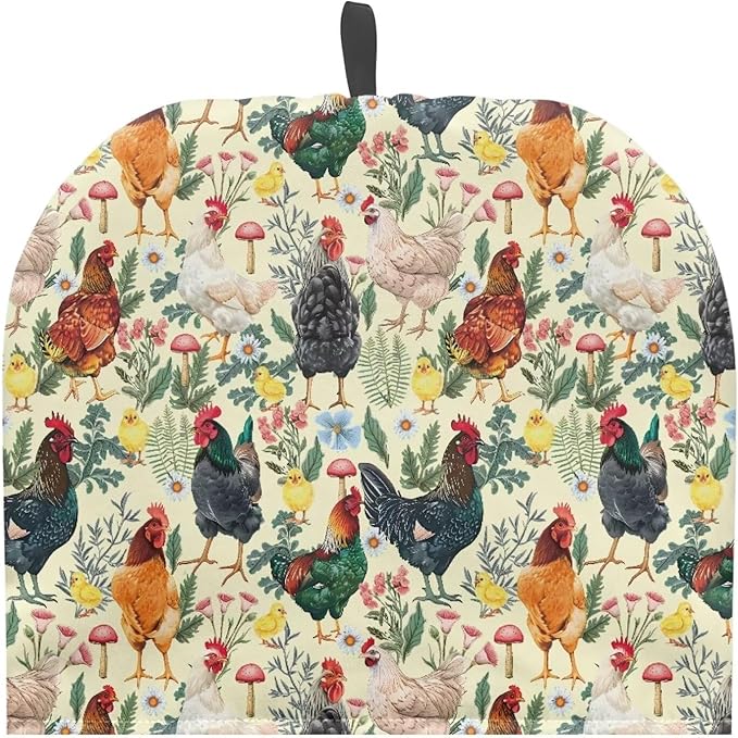 Rooster Print ﻿Insulated Tea Pot Cosies Tea Kettle Quilt Keeping Warm Dust Proof Teapot Cover for Home Kitchen Tea Party Decorative Accessories