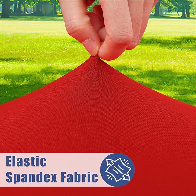 Round Spandex Tablecloth, Elastic Fitted Waterproof Tablecloths for 25"-30" Tables, Stretch Washable Picnic Table Cover for Camping, Dining, Indoor and Outdoor, Red