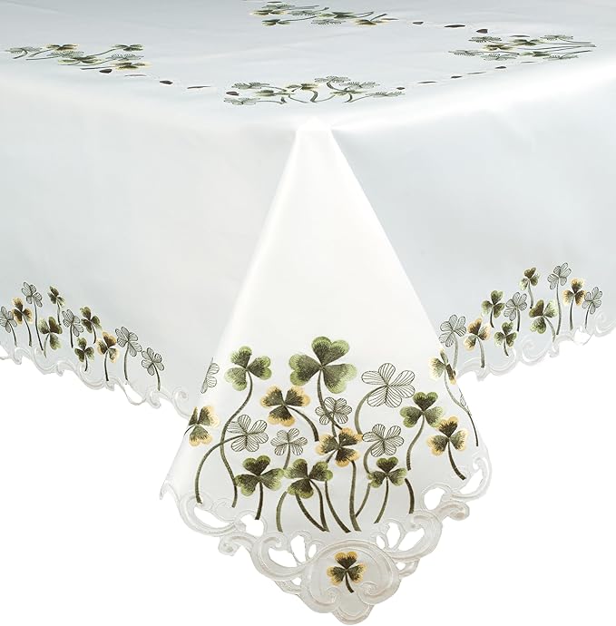Decozen Ivory Table Cloth - Rectangle Lace Linen Tablecloth Intricate Cutouts Embroidery - Perfect for Kitchen Dining Room Table Home Decor Wedding Receptions - 60 x 120 inches - The Clem Collection