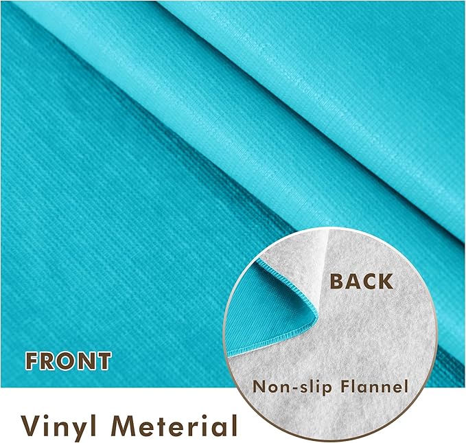 Nasitos 2 Pack Vinyl Tablecloth 60x102 Inch-Decorative Rectangle Flannel Backed Teal Tablecloths, Waterproof Outdoor Spillproof Tablecloth for Trade Shows, Party, Camping, Baby Shower
