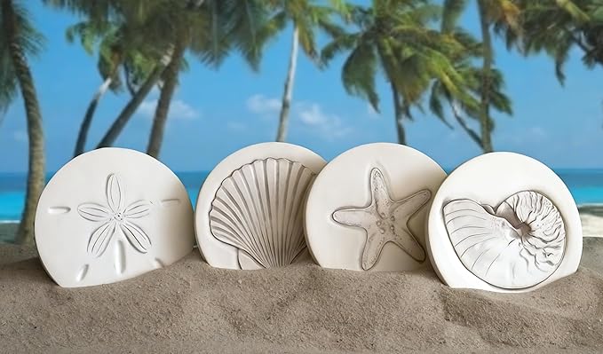 Mixed Shells Absorbent Drink Coasters - Handmade - 4.38 inch (4pc) - McCarter Coasters - Made in USA