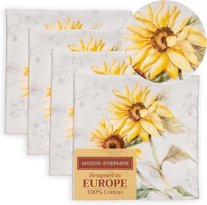 Maison d' Hermine Cloth Napkins Set of 4 100% Cotton Everyday Reusable Square Napkins Cloth Washable Dinner Party Wedding Restaurant Valentines Day Decorations Spring/Summer (Candice, 20" x 20")
