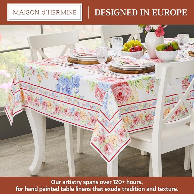 Maison d' Hermine Table Cloth Rectangle Table 100% Cotton 60 x 120 Inches Tablecloth Reusable Decorative for Dining Room Farmhouse Home Valentines Day Decorations Spring Summer - Vintage Floral