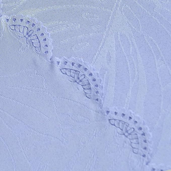 Round Tablecloth 80 Inch Fabric Table cloth Leaves Pattern Scalloped Edge Silky Soft Tablecloth Waterproof Wrinkle Resistant Washable Table Cover Dinning Party Banquet Decoration (Purple)