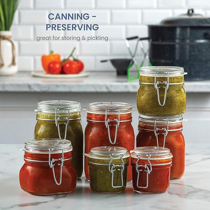 Bormioli Rocco SYNCHKG009319 B0727PL21D Fido Glass Canning Jar Italian.75, Clear