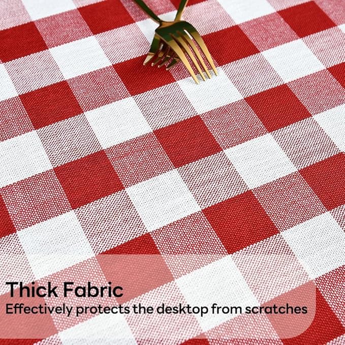 Gingham Table Cloth for Rectangle Tables red Checkered Plaid Tablecloth Heavy Duty Cotton Blend Washable & Wrinkle Table Cover for Outdoor Kitchen Dining Picnic Camping (60x102 Inch)