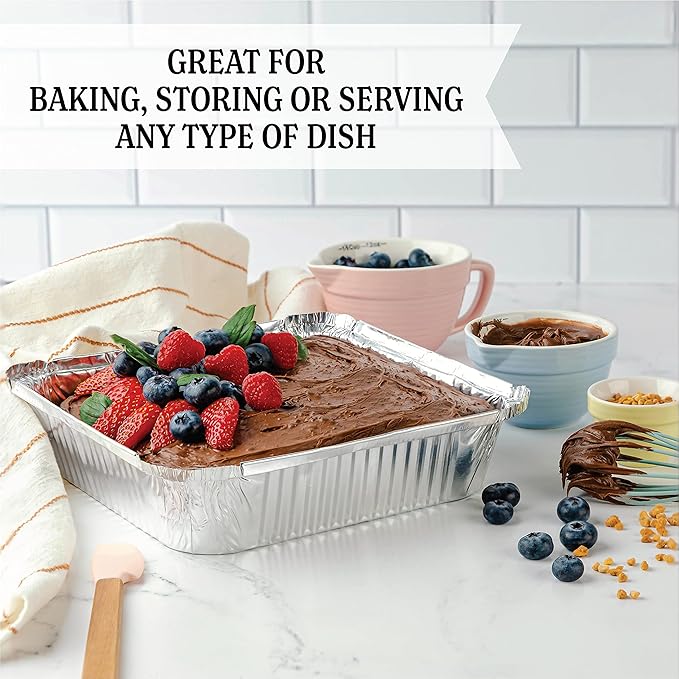 PLASTICPRO Disposable 9'' X 9'' X 2'' Inch Square Aluminum Tin Foil Baking Pans Bakeware - Cookware Perfect for Baking Cakes, Breads, Brownies, Bread, Meatloaf, Lasagna, Pack of 25