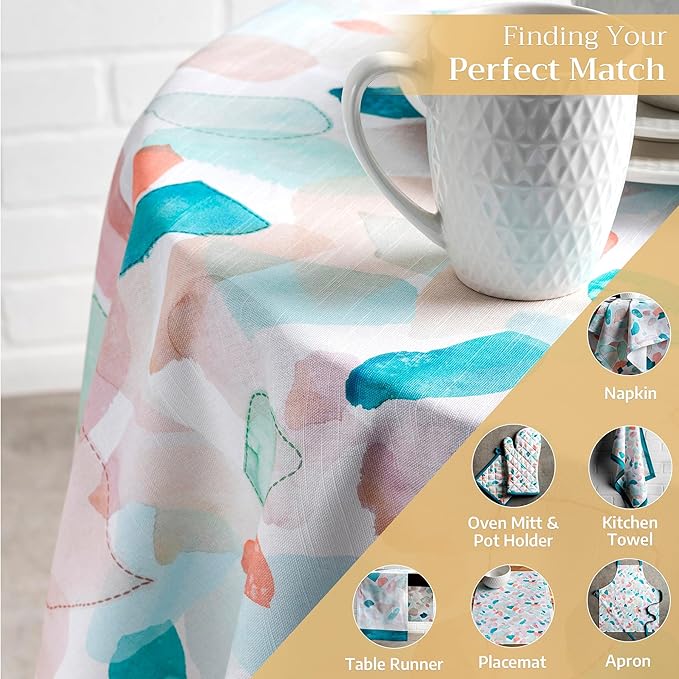 Maison d' Hermine Table Cloth Round Table 100% Cotton 63 Round Inches Tablecloth Reusable Decorative for Dining Room Farmhouse Home Valentines Day Decorations Spring Summer - Summer Picnic