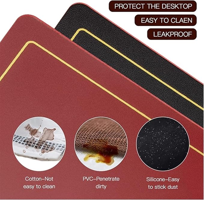 Double-Sided Color Black Red Placemats Set of 1/4/6 Gold Edge PU Leather Place Mats Indoor & Outdoor for Patio Table(SG Brown Grey,6set)