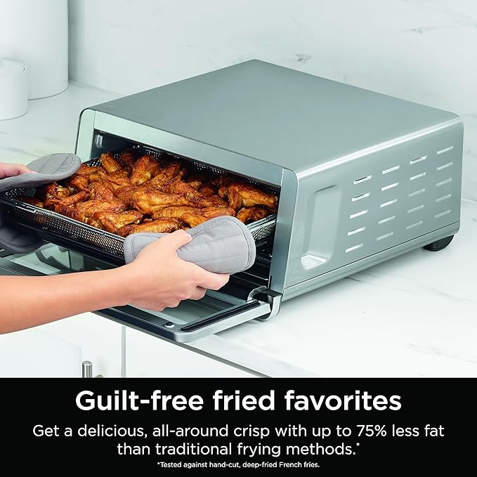 Ninja Toaster Oven & Air Fryer, 8-in-1 Functionality, Large Capacity, Air Fry Basket, Sheet Pan, Wire Rack & Removable Crumb Tray, Stainless,1800 watts, SP151