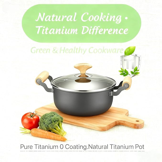 Tianium Stockpot with Lid,Nonstick 2.0 Quarts Small Pot With Handle,Multipurpose Handy Small Kitchen Cooking Pot, Light Weight,Easy to clean