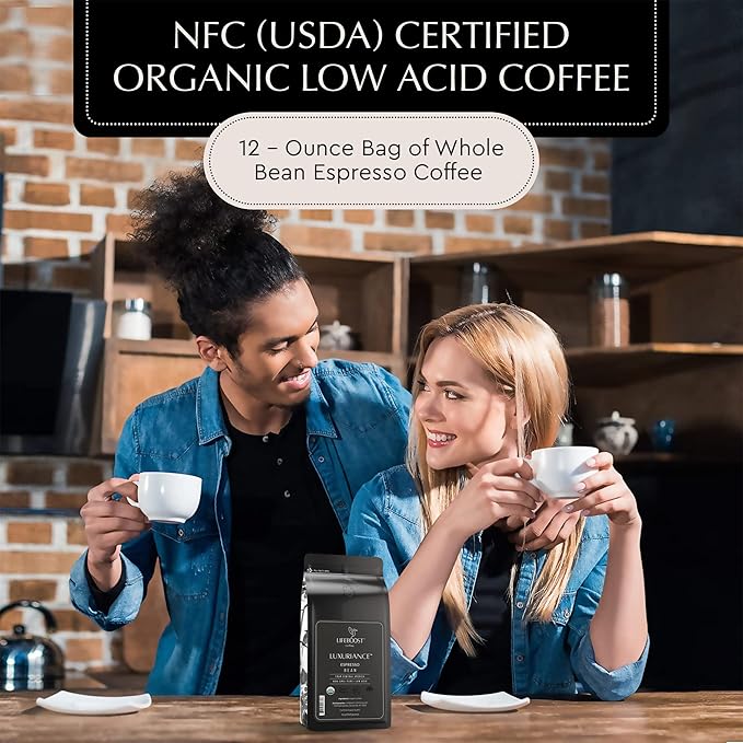 Lifeboost Organic Espresso Whole Bean Coffee - Low Acid Espresso Coffee, Non-GMO, USDA Organic, Single Origin, Third-Party Tested for Mycotoxins & Pesticides - 12 oz, Pack of 3